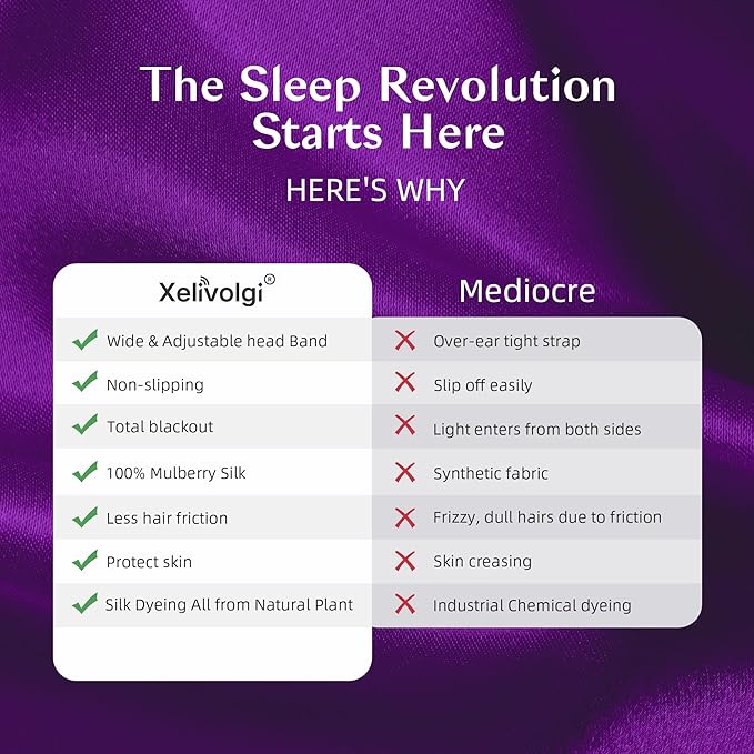 Silk Sleep Mask for Women and Men, Side Sleeper, 22 Momme Pure Mulberry Silk Total Blackout 100% Mulberry Eye Mask with Adjustable Headband Full Size, Eye Masks for Sleeping and Travel - Bloomnest