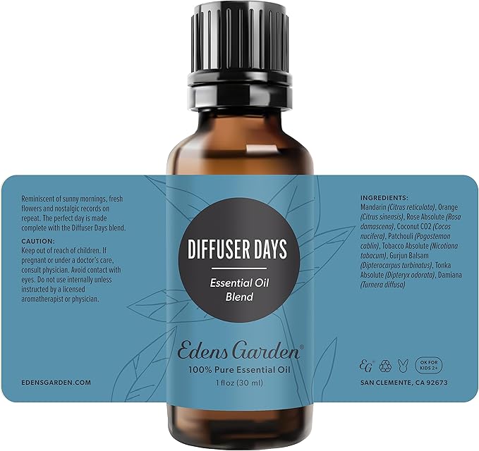 Edens Garden Diffuser Days Essential Oil Blend- 100% Pure Premium Grade, Undiluted, Natural, Therapeutic, Aromatherapy, The Best for Candle, Laundry, Humidifiers 30 ml (1 fl oz) EdensGarden