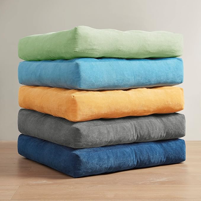 Degrees of Comfort Meditation Floor Pillow, Square Large Pillows Seating for Adults, Tufted Corduroy Cushion for Living Room Tatami, Green 22x22 Inch - Bloomnest