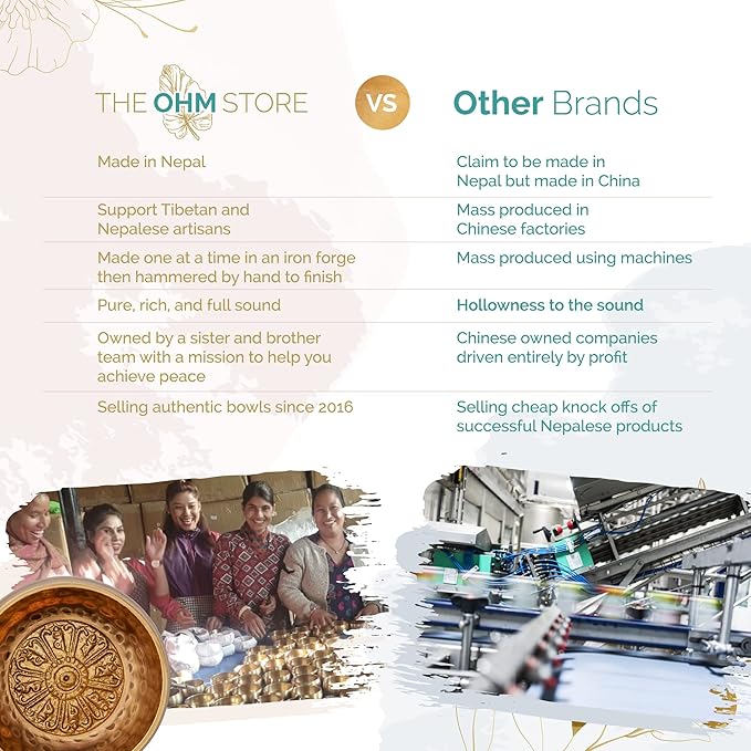 Tibetan Singing Bowl Set by The Ohm Store with 'Medicine Buddha' Engraving — Meditation Sound Bowl and Wooden Striker Handcrafted in Nepal — Spiritual Gift for Women and Men