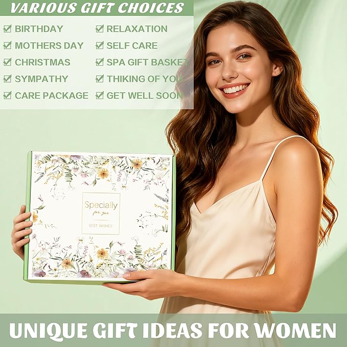 Birthday Gifts for Women Self Care Get Well Soon Gifts, Vanilla Relaxing Spa Gift Basket - Happy Birthday Set w/ Luxury Flannel Blanket & 40 oz Tumbler, Unique Christmas Gift for Mom Her Wife Sister - Bloomnest