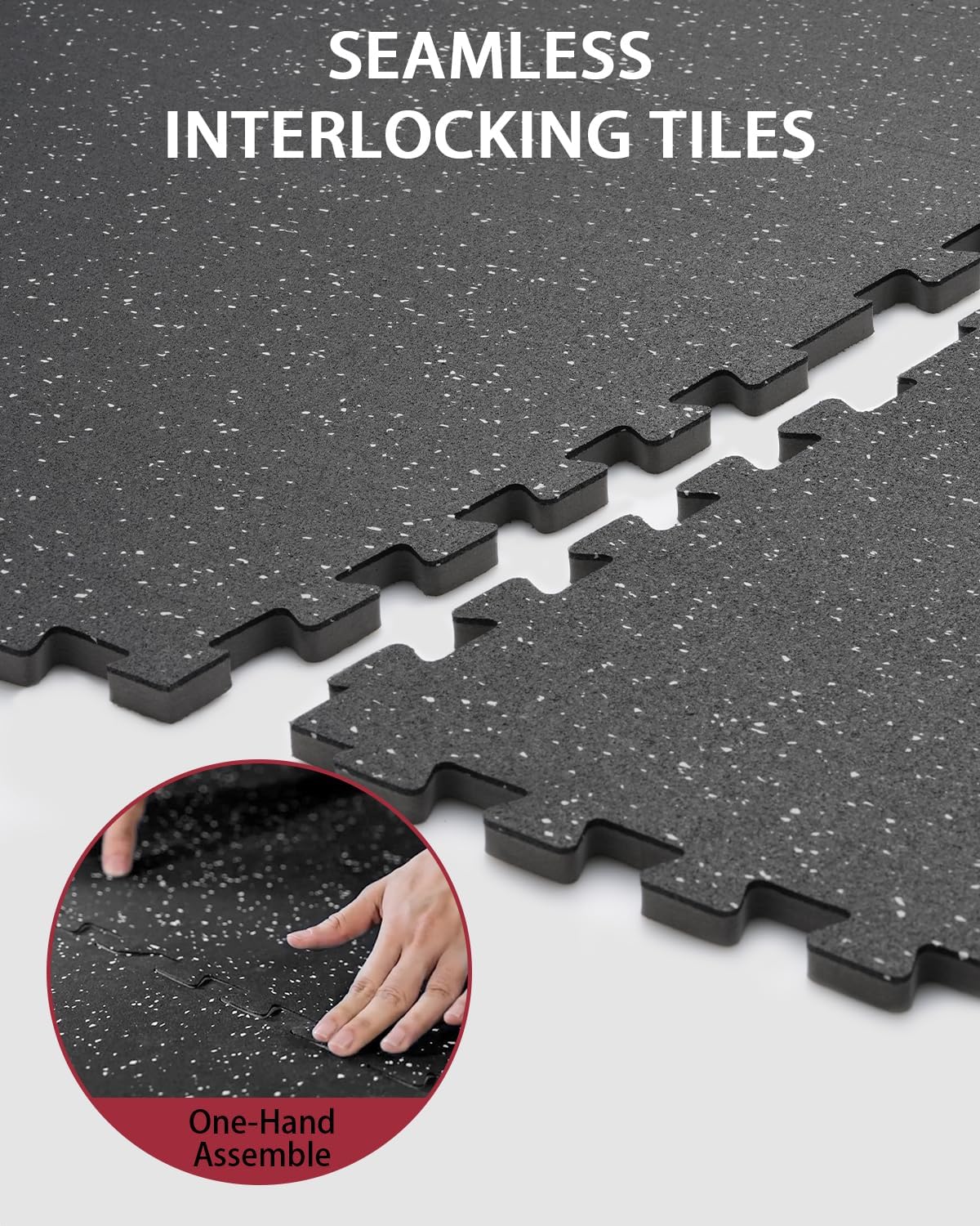 Mikolo 0.56'' Thick 12 Pcs 48 Sq Ft Gym Flooring Mats, High-Density EVA Foam with Rubber Top, Interlocking Exercise Equipment Mats for Home Gym, Protective Workout Mat