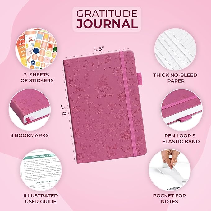 Clever Fox Gratitude Journal β Happiness, Positivity & Affirmation Daily Journal β Inspirational Daily Notebook β 3 Months, A5 (Violet Blossom) - Bloomnest