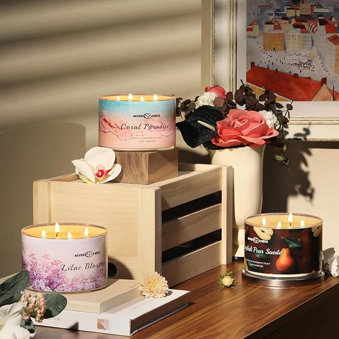 4-Wick Scented Candle - 18oz Soy Wax Blend Candle Over 50Hrs Long-Lasting Fragrance, Home Decor and Housewarming Gifts, Lilac Blossom - Bloomnest