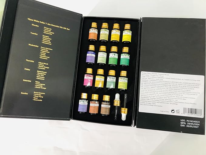 PHATOIL Essential Oils Gift Set 15 x 5ml, Pure Essential Oil Aromatherapy Oil for Skin Care, Hair Care, Bath, Ideal for Humidifier, Diffuser, Relax - Bloomnest