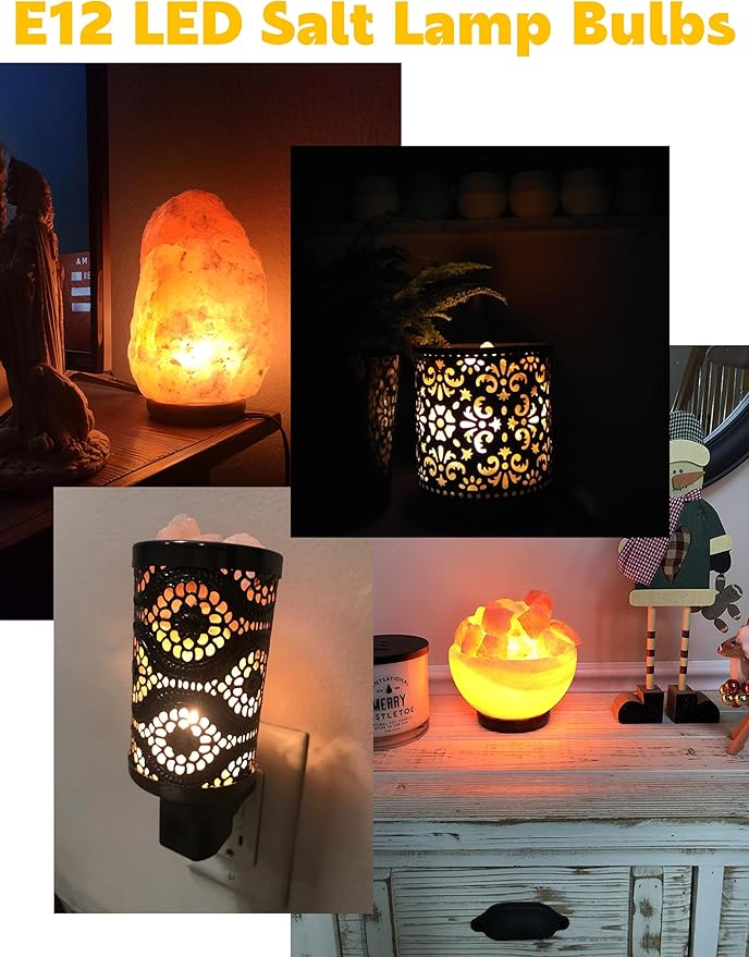 E12 Dimmable 15 Watt-40 Watt Himalayan Salt Lamp Bulbs Equivalent, C7 T20 4W 400lm AC120V Night Light LED Bulbs with E12 Base for Rock Salt Lamps, 2700k Warm White,8Pack - Bloomnest