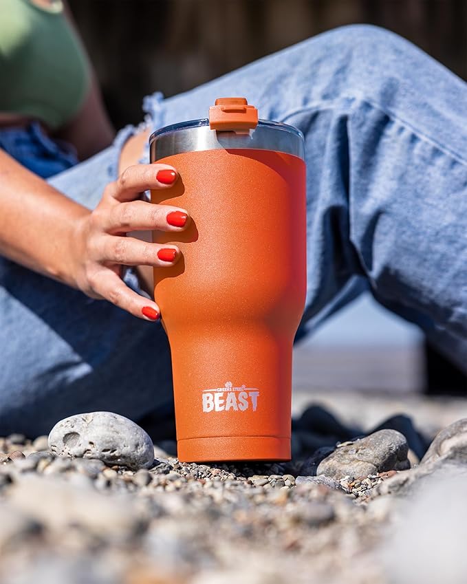 Beast 20 oz Tumbler Stainless Steel Vacuum Insulated Coffee Ice Cup Double Wall Travel Flask (Orange) - Bloomnest