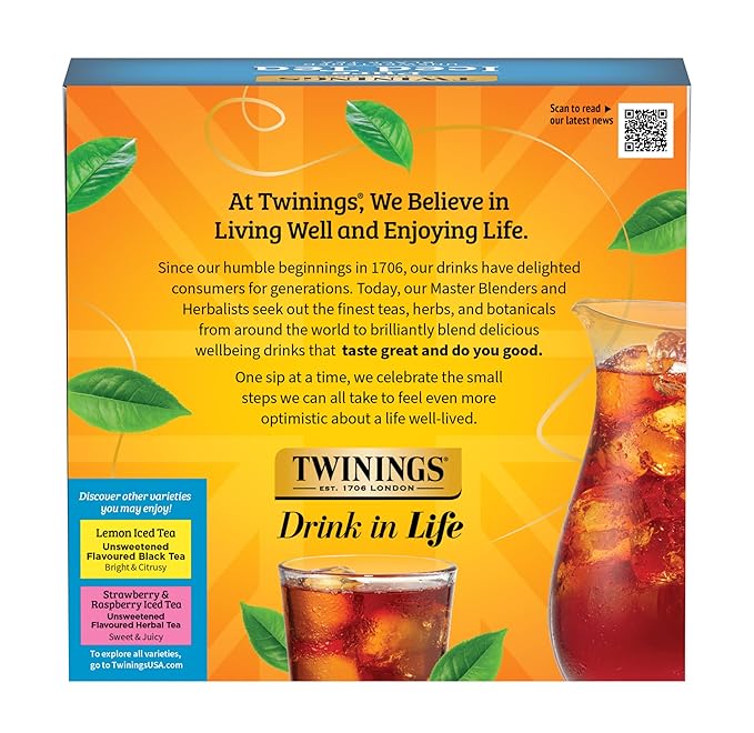 Twinings Black Iced Tea, 72 Oversized Tea Bags, Makes 18 Pitchers or 144 Servings, Unsweetened, Caffeinated, 72 Count (Pack of 2) - Bloomnest