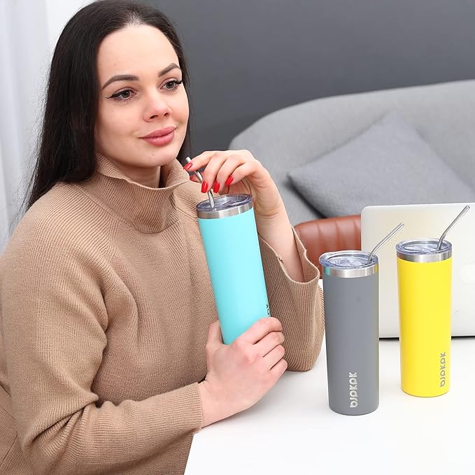 BJPKPK 20 oz Skinny Tumbler With Lid Insulated Travel Coffee Mug Stainless Steel Sublimation Water Tumblers Cup,Green - Bloomnest
