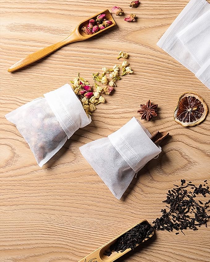 200pcs Disposable Tea Bags for Loose Leaf Tea, Tea Filter Bags with Free Tea Spoon for Loose Tea Loose Leaf Tea, Coffee, Spice, Herbs (QS53) - Bloomnest