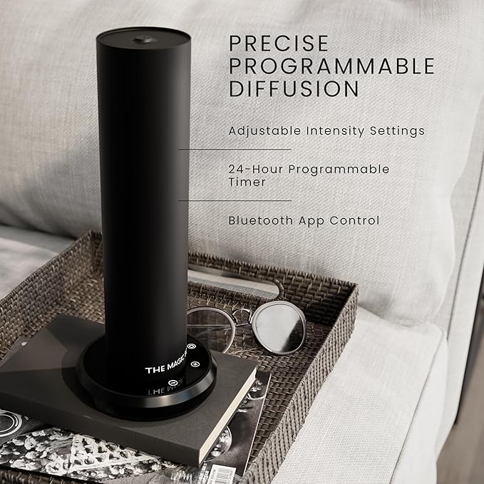 The Magic Scent Bluetooth Tower Diffuser Home & Office - Smart Ultra-Quiet for Home & Hotel - Waterless Cold-Air Programmable Professional Diffuser Machine - Essential Aroma Oil Included - Bloomnest
