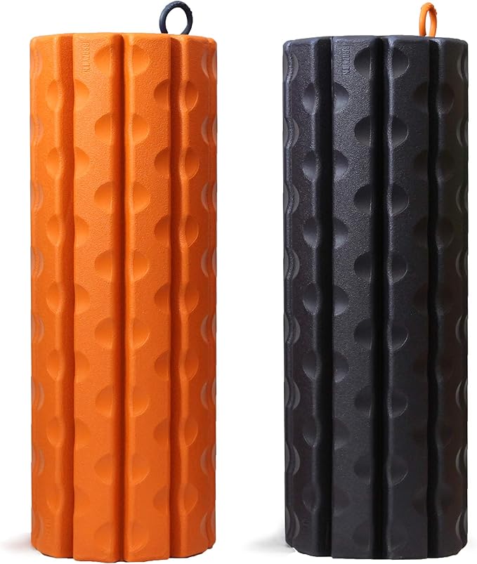 Brazyn Morph Foam Roller (Bravo-Orange): Collapsible Travel Foam Roller for Back Pain Relief, Workout Muscle Recovery, Back Massager, Deep Tissue Leg Massage, Back Cracker, Stretcher; Small, Portable