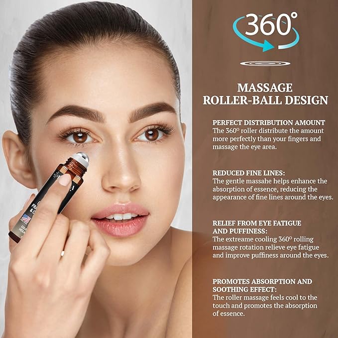 Organic Castor Oil and Frankincense Roll On – 100% Pure Hexane Free Eye Oil for Under Eye, Reduces Wrinkles, Dark Circles & Puffiness, Frankincense Essential Oil for Face Roller by Fiora Naturals - Bloomnest