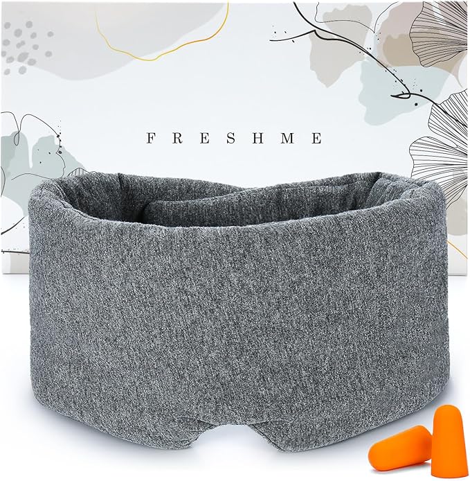 FRESHME Deluxe Cotton Sleep Mask Gift Set - 100% Blackout Large Comfortable Blindfold Adjustable Eye Mask Pillow in Gift Box for Men Women Side Sleeper Travel Meditation Airplane - Bloomnest