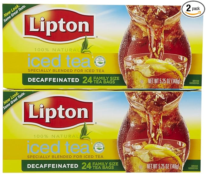 Lipton Iced Tea Decaffeinated, Family Size Tea Bags, 24 Count, Pack of 2 - Bloomnest