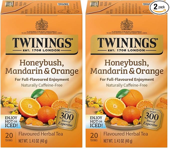 Twinings of London Honeybush, Mandarin, and Orange Herbal Tea Bags, 20 Count (Pack of 2) - Bloomnest