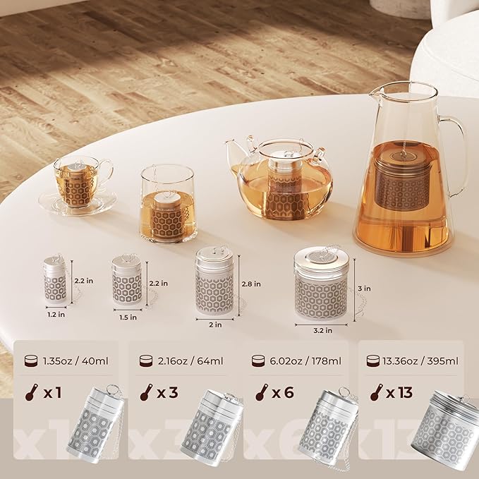 2 Pack Reinmoson Large Tea Infuser for Loose Tea & Spice Infuser for Cooking, Extra Fine Mesh Large Tea Strainers, 304 Stainless Steel Loose Leaf Tea Steeper for Black Tea, Rooibos, etc - Bloomnest