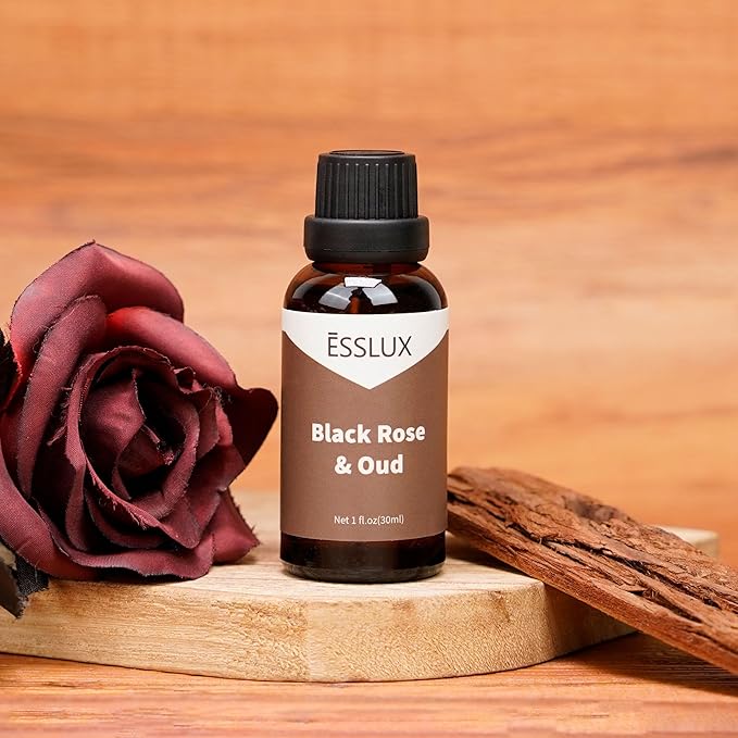 Black Rose & Oud Fragrance Oil - ESSLUX Essential Oils for Diffuser, Candle Soap Making Scents, Aromatherapy Scented Massage, Perfume for Humidifier Home Fragrance, 1 fl oz - Bloomnest