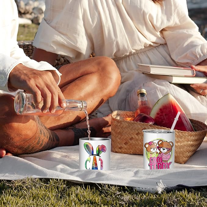 AGH 10OZ Sublimation Wine Tumblers Blanks, 8 Pack Straight Stainless Steel Tumblers with Lids and Straw, Sublimation Coffee Cups Mugs for Hot & Cold Drinks - Bloomnest