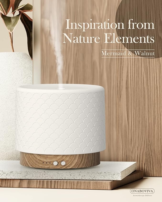 Essential Oil Diffuser, Aesthetic Ceramic Diffusers for Essential Oils,Ultrasonic 280ml Aroma Fragrance Diffuser with Cool Mist Humidifier Deffuser for Home,Office,Yoga,Bathroom - Bloomnest