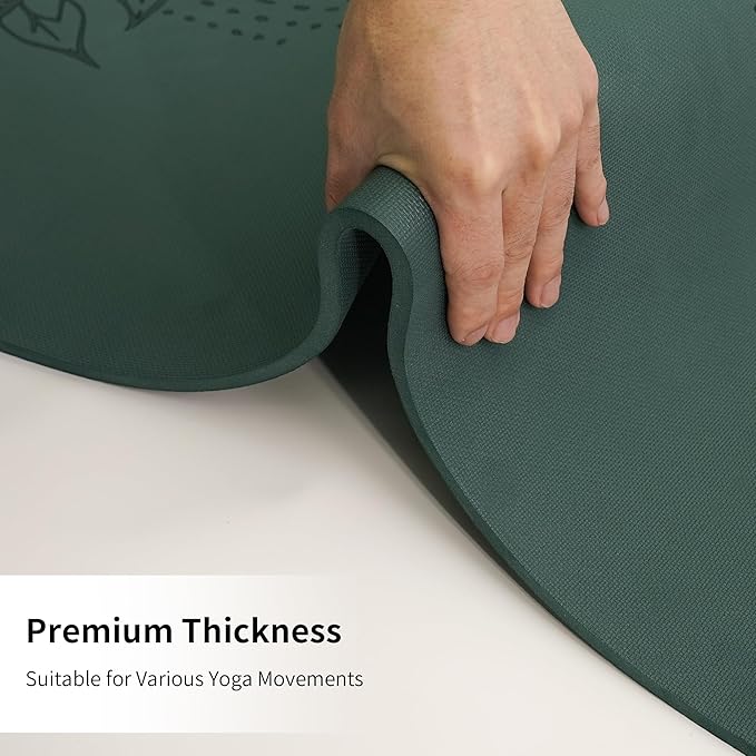 HAHE Yoga Mat Thick (8MM,1/3"), Eco-Friendly POE Non Slip Yoga Mat, High Rebound & Shock Absorption, Anti-Tear & Sweat-Resistant for Yoga, Fitness, Home, Workouts, Large Pilates Mats 72"x24" with Carrying Strap - Bloomnest