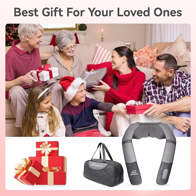 Snailax Shiatsu Neck Shoulder Massager,Back Massager with Soothing Heat,Electric Deep Kneading Neck Back Massage Pillow,Gifts for Men Women - Bloomnest