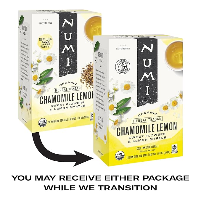 Numi Organic Chamomile Lemon Tea – 54 Herbal Tea Bags – Caffeine Free Calming Egyptian Chamomile & Lemon Myrtle – Caffeine Free Floral Citrus Herbal Tea - Bloomnest