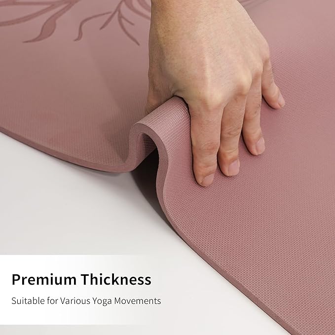 HAHE Yoga Mat Thick (8MM,1/3"), Eco-Friendly POE Non Slip Yoga Mat, High Rebound & Shock Absorption, Anti-Tear & Sweat-Resistant for Yoga, Fitness, Home, Workouts, Large Pilates Mats 72"x24" with Carrying Strap - Bloomnest