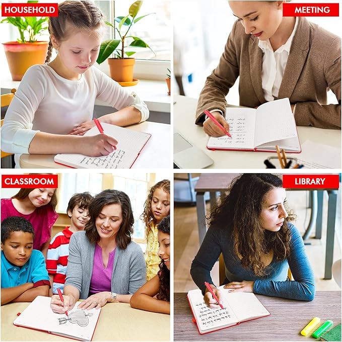 24 Pack Journal Notebook for Work, Feela Business Notebook Bulk Hardcover Lined Writing Journal with Pen Holder for Men Women Note Taking, with 24 Black Pens, 120 GSM, 5.1”x8.3”, A5, Red - Bloomnest