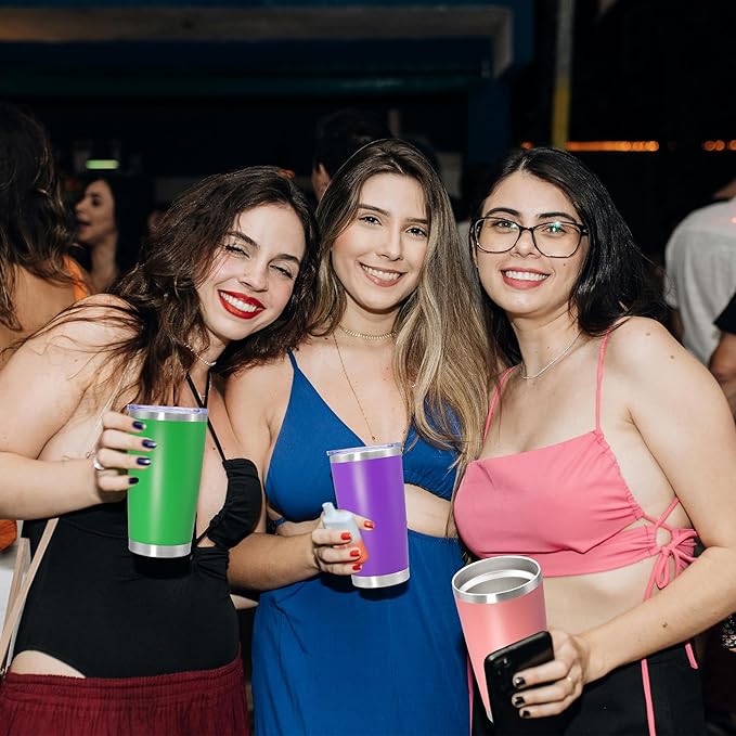 20 oz Tumbler Coffee Travel Tumblers Bulk with Lid Stainless Steel Double Wall Vacuum Insulated Mug Powder Coated Cups fit Car Cupholder for Hot and Cold - Green, 4Pack