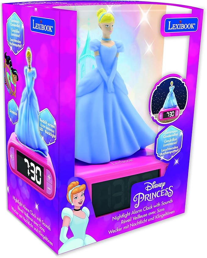LEXiBOOK - Disney Princess Digital Alarm Clock for Kids with Night Light Snooze, Childrens Clock, Luminous Disney Princess, Pink Colour - RL800DP - Bloomnest
