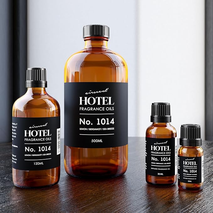 AirScent Hotel Diffuser Oil No. 1014 Inspired by The Iconic 5-Star Hotel Coastal Blend - Lemon, Bergamot & Sea Breeze - 120 mL Fragrance Oil for Ultrasonic and Waterless Diffusers and Crafting - Bloomnest