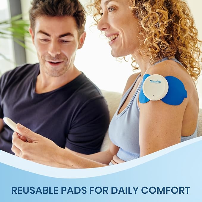 NeuroMD 2-Pack Butterfly Replacement TENS Unit Electrode Pads for Wireless Muscle Stimulator & Pain Relief - Reusable 30 Times | Snap-On Connector | Compatible to Whole Body Corrective Therapy Device - Bloomnest