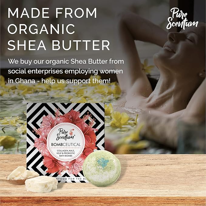 Bombceutical - Bath Bombs for Women - Soothes Acne, Dermatitis, and Eczema - Relaxing Bath Bomb Gift Set for Women with Kale, Kelp, Collagen, and Probiotic to Nourish The Skin - Bloomnest