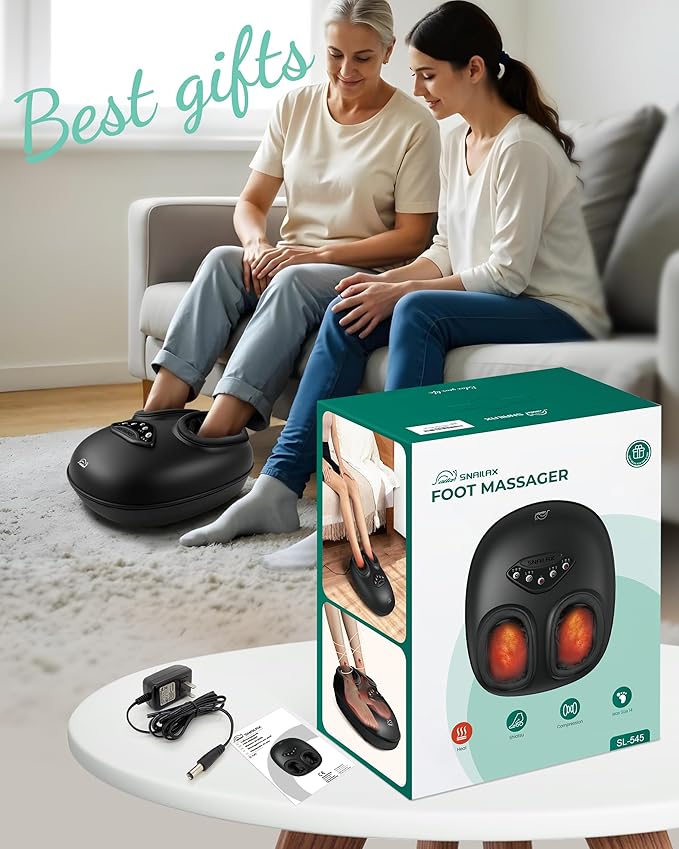 Snailax Foot Massager with Heat, Shiatsu Feet Massager Machine for Plantar Fasciitis Neuropathy, Rolling Compression Foot Massage, Fits Size up to 14“ Multiple Modes, Gifts for Parents - Bloomnest