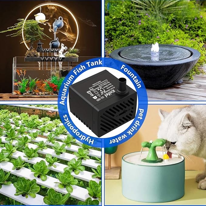 80GPH 2Packs Mini Submersible Water Pump, Small Fountain Pump for Ponds, Aquariums, Fish Tanks, Tabletop Fountains, Pet Fountains, Water Features - Bloomnest