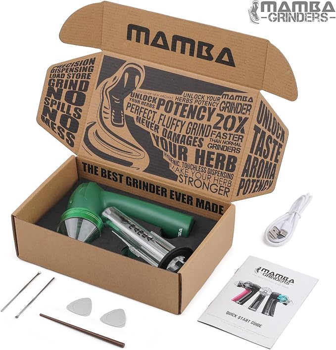 Mamba Electric Herb Grinder, 2g Spice Grinders with Loading Tool, USB Rechargeable & Portable Metal Mill for Herbs and Kitchen,Mamba Loader XL - Bloomnest