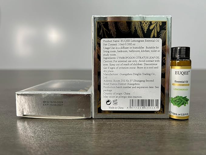 EUQEE Lemongrass Essential Oil 0.33 oz/10 ml Premium Essential Oil for Diffusers, Humidifier, Candle Making, DIY Soap - Bloomnest