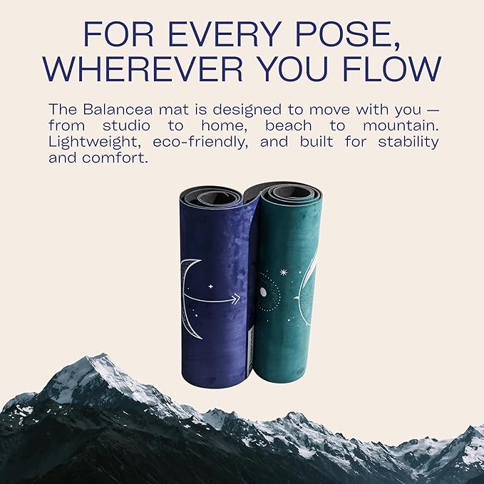 Yoga Mat With Strap 5mm Non Slip Suede & TPE - Beige Eco-Friendly Fitness & Exercise Mat for Home Gym, Pilates, Hot Yoga, and Meditation - Lightweight Durable 72 x 24 inch Workout Mat for Women, Men - Bloomnest