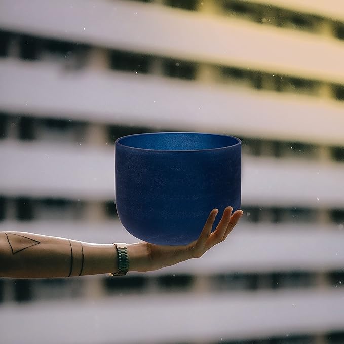 TOPFUND 7 inch Indigo A Note Crystal Singing Bowl Third Eye Chakra Meditation Sound Healing