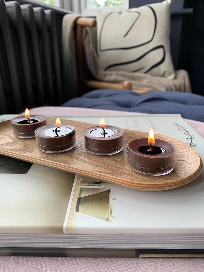 PartyLite Set of 12 Tea Lights Candles, Ebony Oud Scent, Aromatherapy Scented Candles Gift Set, Up to 4 to 6 Hours Burn Time - Bloomnest