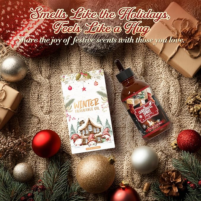 Christmas Spirit Fragrance Oil, Huge 4 Fl Oz, Premium Grade Winter Essential Oil for Diffuser and Aromatherapy, Christmas Scent for Soap Making, DIY Candle, Spray, Long Lasting Seasonal Scents - Bloomnest