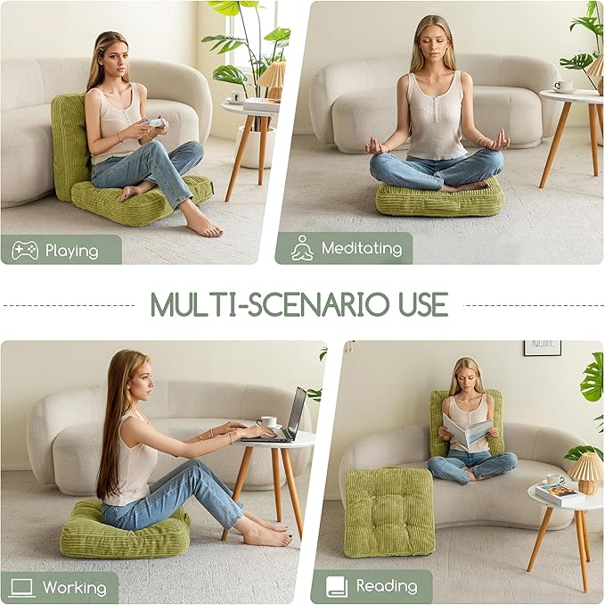 Washable Floor Pillow Cushion for Adults, Meditation Cushion Pillow, Large Square Floor Sitting, Removable Tufted Corduroy Cover, for Tatami Living Room or Yoga, 22x22 Inch, 2Pack, Machine Washable - Bloomnest