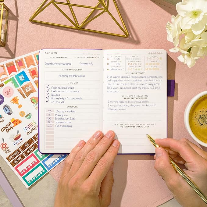 Clever Fox Self-Care Journal Pocket – Daily Reflection Notebook – Mental Health & Personal Development Planner, Meditation & Mood Log (Purple) - Bloomnest