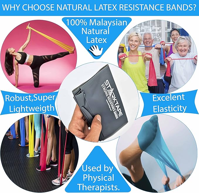 Resistance Bands. Elastic Professional Physical Therapy Latex Band. - Perfect for Home Exercise, Yoga, Pilates, Gym, Rehab, Workout - Bloomnest