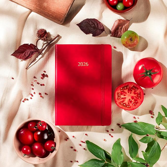Wykeham's Executive 2026 Daily Journal Planner – US Public Holidays & Format – Customization Available (Crimson, 8.5"×5.5") - Bloomnest
