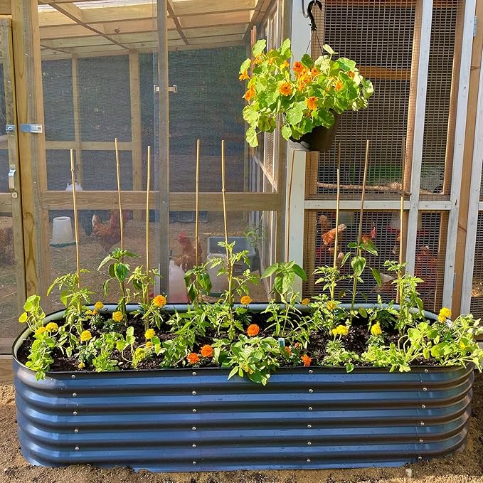 Vego garden Aluzinc Raised Garden Bed Kits, 17" Tall 6 in 1 Modular Metal Raised Planter Bed for Vegetables Flowers Patio Ground Planter Box-Modern Gray - Bloomnest