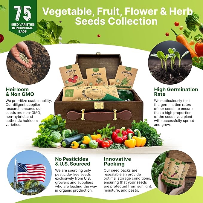 Organo Republic Medicinal & Tea Herb Seeds Variety Pack for Indoor & Outdoors - 75 Variety Pack. Non-GMO Heirloom Garden Seeds: Rosemary, Cilantro, Basil, Oregano, Parsley, Dill, Lavender, Catnip - Bloomnest