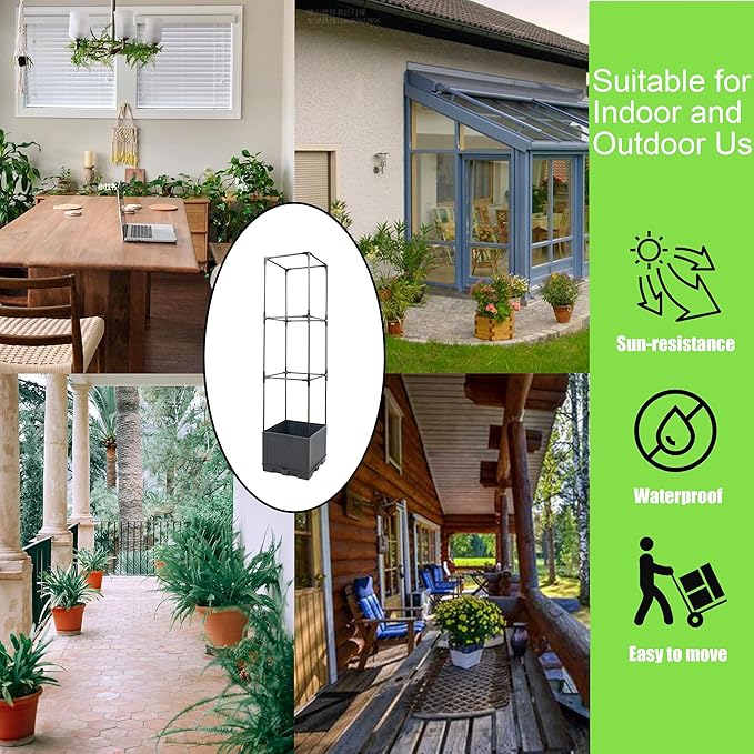 Sunnyglade 2 Pcs Raised Garden Bed Planter Box with Trellis, 44β Tomato Trellis Planter for Various Vine Climbing Plants Vegetables Detachable Frame for Outdoor Indoor Terrace - Bloomnest