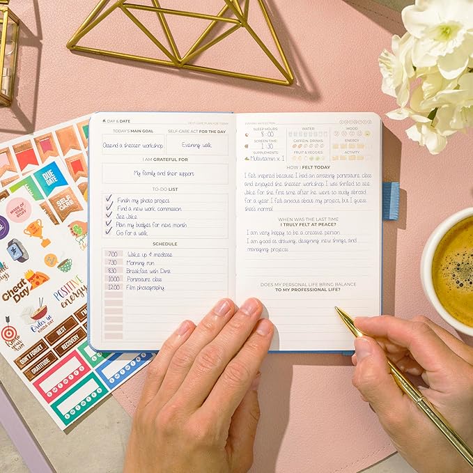 Clever Fox Self-Care Journal Pocket – Daily Reflection Notebook – Mental Health & Personal Development Planner, Meditation & Mood Log (Light Blue) - Bloomnest